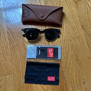 Ray-Ban Black Sunglasses with Brown Leather Case